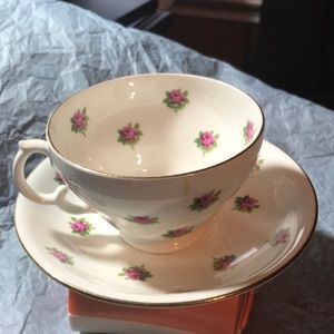 Adderley Bone China Rose Bud Tea Coffee Cup and Saucer - Excellent Cond.